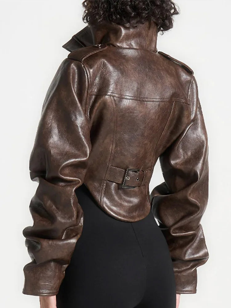 Vintage Leather Tacked Sleeve Corset Jacket